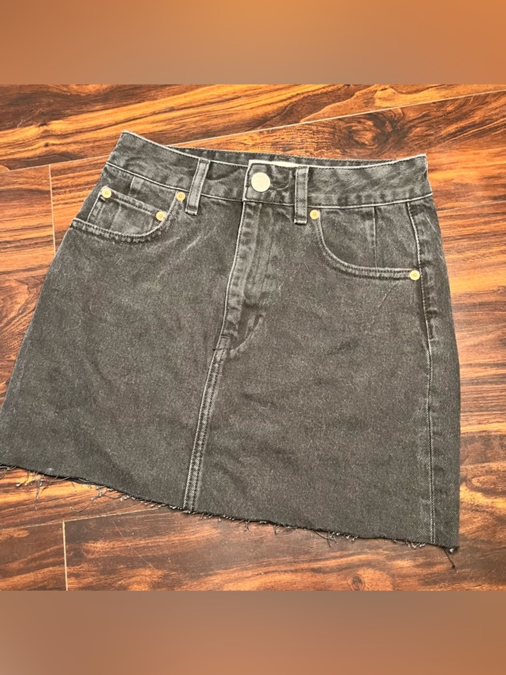 ASOS Black Washed Denim Mini Skirt